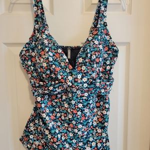 NWT Lands' End tankini underwire surplice wrap Size 12D